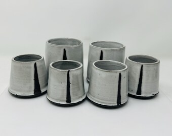 Espresso Cup: White Glaze, Chocolate Clay, Wheel Thrown