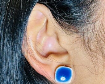 Porcelain Earring Studs w/ Sterling silver