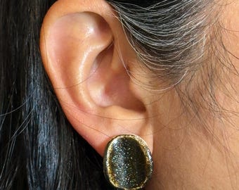 Curved and glazed Porcelain Earring Studs w/ Sterling silver by Raquel Muslin