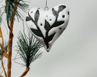 Ceramic hand built heart ornaments