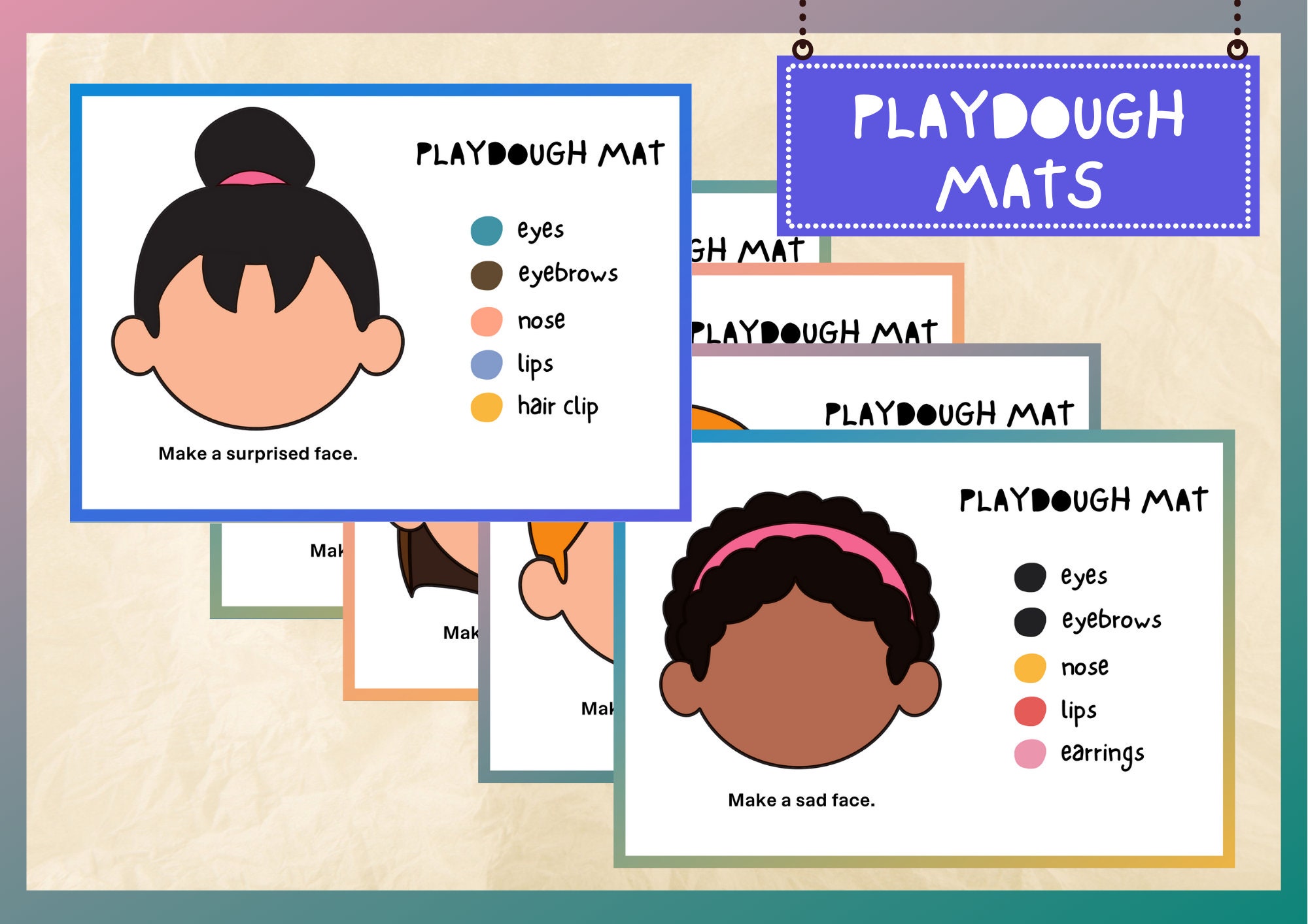PRINTABLE Make-a-face Playdough Mats for Instant Download - Etsy Ireland