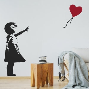 Banksy Wall Decal Balloon (HOPE), Graffiti Heart Balloon Girl, Banksy Wall Sticker, Street Art Banksy Wall Art, Urban Office Decor