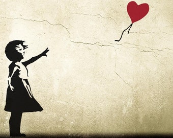 Banksy Wall decal Balloon Girl with Heart, Banksy HOPE Street Art Wall Sticker, Urban Wall Sticker Art, There is always hope, urban interior