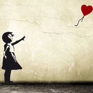 Banksy Wall decal Balloon Girl with Heart, Banksy HOPE Street Art Wall Sticker, Urban Wall Sticker Art, There is always hope, urban interior