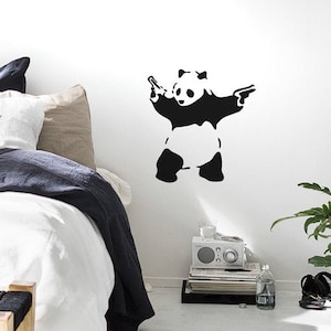 Wall Decal BANKSY PANDA REBELL, Banksy Decal, Wall Decor Street Art Sticker, Urban Wall Art, Grafitti Panda Banksy Stencil