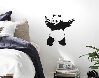 Wall Decal BANKSY PANDA REBELL, Banksy Decal, Wall Decor Street Art Sticker, Urban Wall Art, Grafitti Panda Banksy Stencil