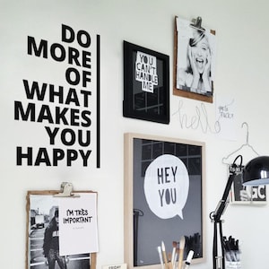 Wall Decal DO MORE of what makes you HAPPY, Be happy Quote Wall Sticker, Typo Design-Sticker, Urban-Style, Motivation Quote-Wall-Decor