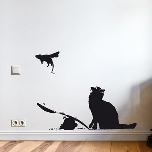 Wall Decal BANKSY CAT and RAT on Catapult, Street Art Decal, Rat Wall Sticker, Grafitti Cat, Banksy Stencil made by UrbanARTBerlin