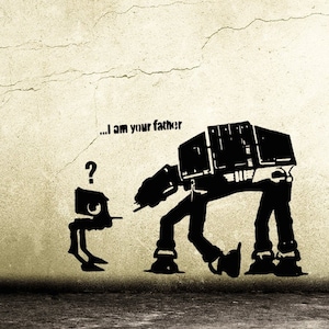 Banksy Wall Decal I AM YOUR FATHER, ironic Street Art Wall Sticker, Graffiti Stencil Sticker Banksy Wall Art, Urban Decor