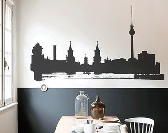 Wall decal BERLIN SKYLINE TV Tower & Oberbaumbrücke, Berlin Wall Art Decal, Berlin Decal, Urban Interior and Home Decor