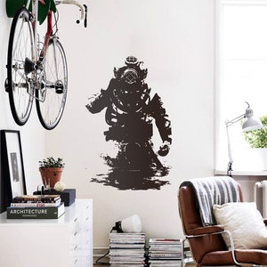 Adesivo da parete per subacqueo stile Banksy, adesivo da parete per street art stile Tank Girl, arte da parete per graffiti per subacqueo, decorazione per ufficio da subacqueo