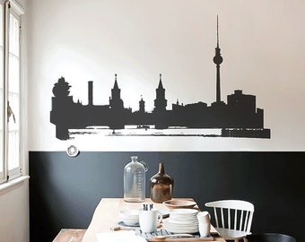 Wall Decal BERLIN SKYLINE TV Tower & Oberbaum Bridge, Berlin Wall Art Sticker, Street Art Scenery of Friedrichshain Kreuzberg