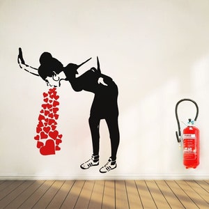 Muur sticker BANKSY LOVE SICK Girl, Wall Art Banksy Lovesickness Wall Sticker Graffiti, Street Art Wall Decal, Banksy Wall Art, Street Art Decor