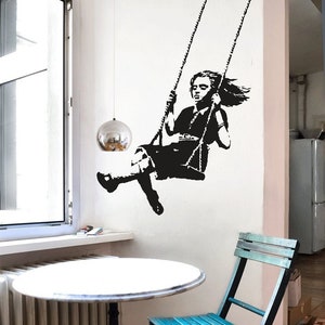 Banksy Decal Girl on a Swing, Wall Sticker Street Art, Banksy Wall Art,  Graffiti, Vinyl Art, Urban-interior by Urbanartberlin 