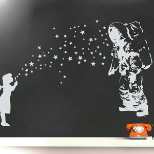 Wall Decal Astronaut's Daughter STAR BUBBLE LOVE, Wall Sticker Banksy Bubble Girl Style, Street Art Sticker, Graffiti Urban Wall Art image 1