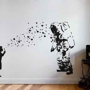 Wall Decal Astronaut's Daughter STAR BUBBLE LOVE, Wall Sticker Banksy Bubble Girl Style, Street Art Sticker, Graffiti Urban Wall Art image 5