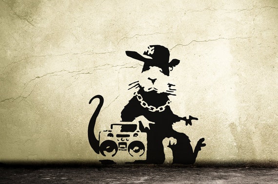 Wandtattoo BANKSY PAPARAZZI RAT, Ratte mit Kamera Wandsticker