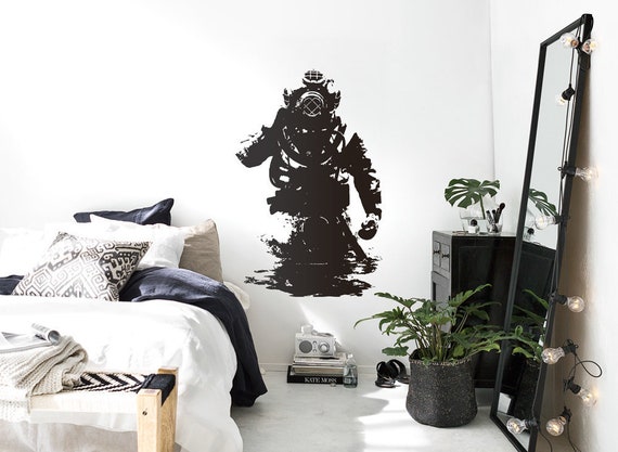 Urban Decor Banksy Decal THINK TANK LOVE Street Art Sticker Diver Wall Art Lovers-Graffiti Scuba Diving Tank Girl urban wall art