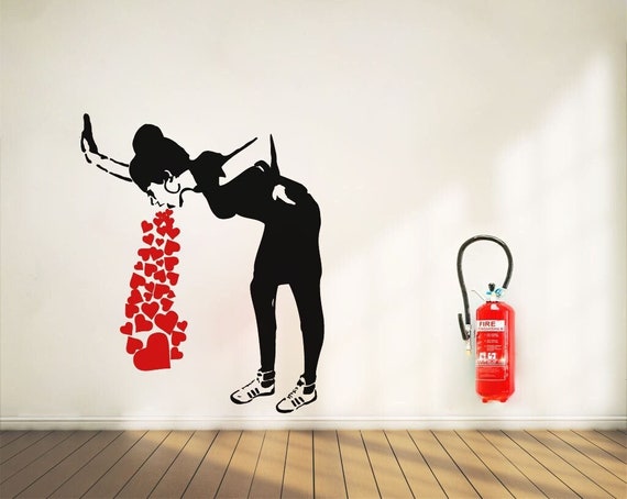 Wall Decal Banksy LOVE SICK Girl, Street Art Decal, Urban Art Graffiti Wall  Sticker, Banksy Stencil Decal, Urban Interior Decor 