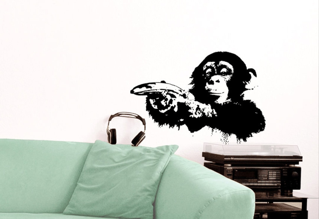BANKSY MONKEY With WARHOL Banana Wall Decal, Popart, Sticker