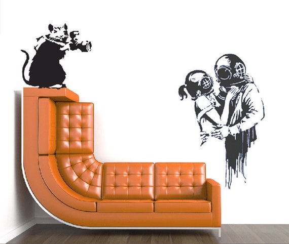 Wandtattoo BANKSY PAPARAZZI RAT, Ratte mit Kamera Wandsticker Streetart  Graffiti, Banksy Ratte Stencil Wandaufkleber, Urban-Interior-Decor -   Österreich