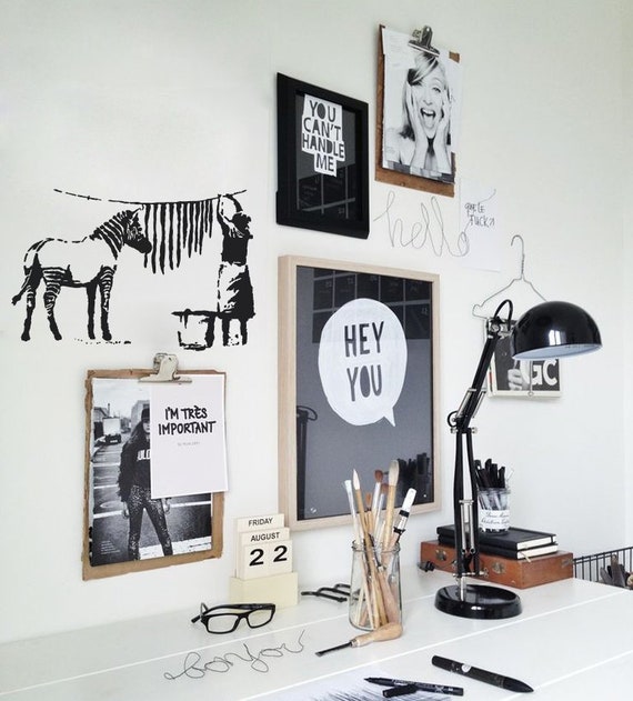 Banksy Wall Decal Zebra Stripes Laundry Street Art - Banksy Wall Decal Nz Banksy Wall Decal Zebra Stripes Laundry Street Art - Banksy Wall Decal Nz