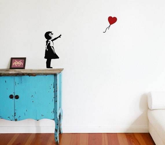 Tatuaje de pared Banksy Balloon Girl con globo de corazón, pegatina de  pared street art Banksy Balloon Girl Grafitti Hope, mural Banksy Art  Stencil -  España