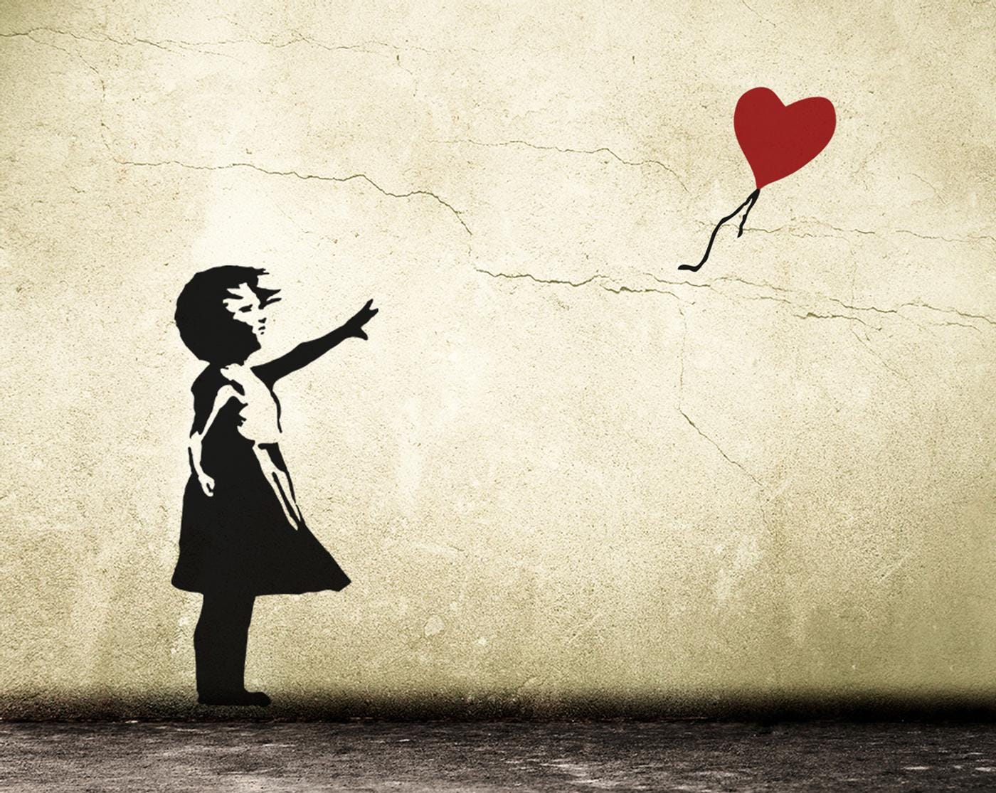 Banksy Wall Decal Balloon Girl (HOPE), Graffiti Heart