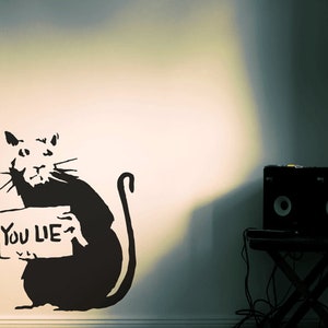 Wall Decal BANKSY RAT You Lie, Graffiti Wall decal, Street Art Wall Sticker, Banksy Stencil, Unban-Interior