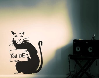 Wall Decal BANKSY RAT You Lie, Graffiti Wall decal, Street Art Wall Sticker, Banksy Stencil, Unban-Interior