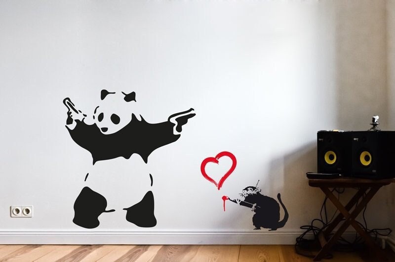 Wall Decal BANKSY PANDA With Guns, Banksy Decal, Wall Decor Street Art ...