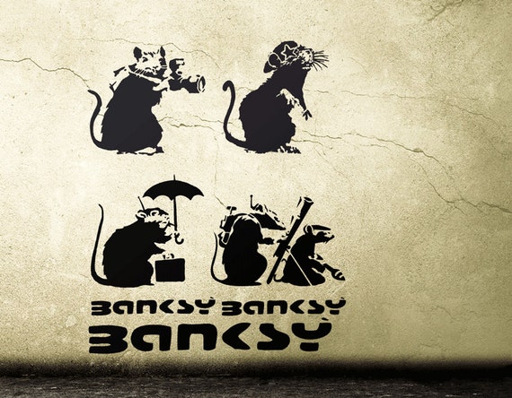 Wandtattoo BANKSY REBEL RATS, Wandsticker Bazooka Ratten im Widerstand, Streetart  Wandtattoo Ratten, Graffiti Wandsticker, Banksy Stencil - .de
