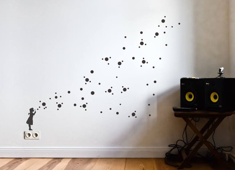 soap bubble girl wall decal diy dots decals soap bubbles | etsy