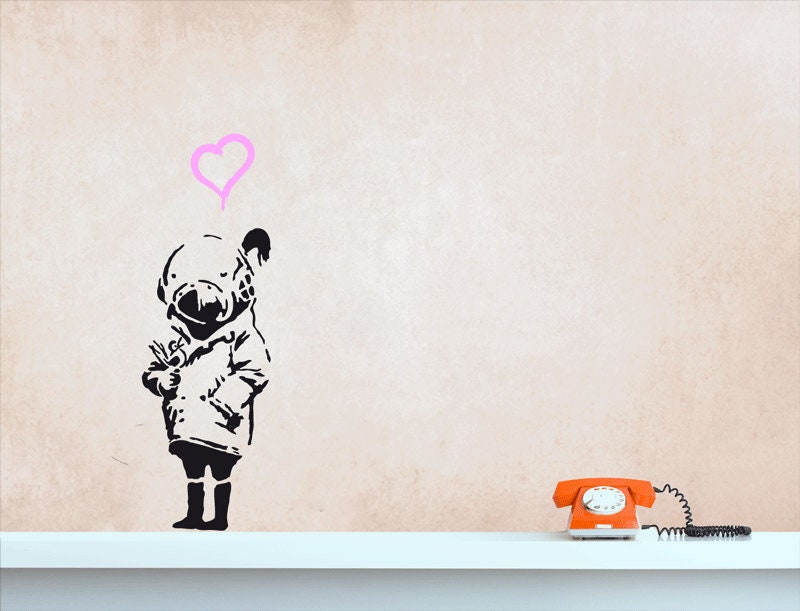 Banksy Junge im Schnee Kunst Wandtattoo - TenStickers