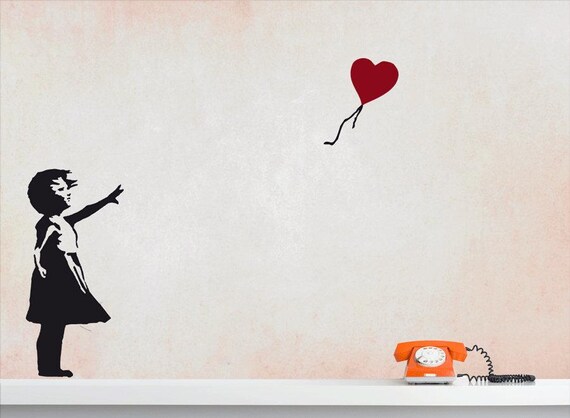 Banksy Wall Decal Balloon Girl With Heart, Banksy HOPE