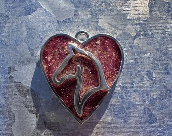 Custom Memorial Horse head/Heart Pendant for ashes