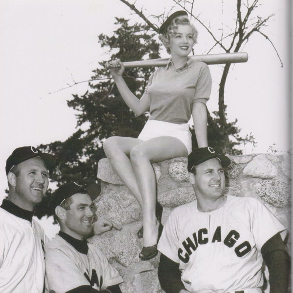 Marilyn photo wall art print vintage baseball decor gift fan art Chicago sports black and white poster with players rare image reproduction