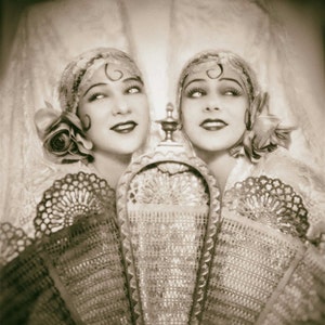 Ziegfeld Follies twins wall art print vintage photo poster art deco glam decor burlesque dancers showgirls identical twin sister gift
