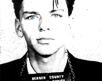 Frank Sinatra mug shot mugshot photo, print, poster pop art vintage cool wall decor celebrity gift blue eyes Rat Pack