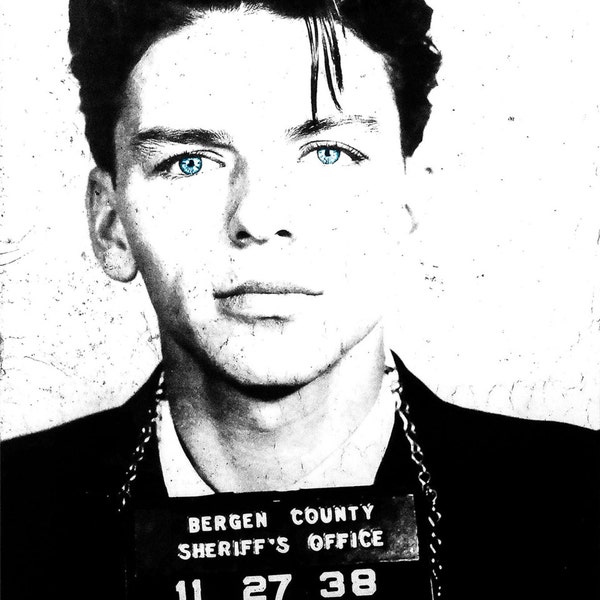 Frank Sinatra mug shot mugshot photo, print, poster pop art vintage cool wall decor celebrity gift blue eyes Rat Pack