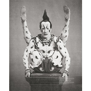 Weird vintage photo print contortionist gift circus strange creepy clown odd old picture gymnast freaky show sideshow aerial art antique man