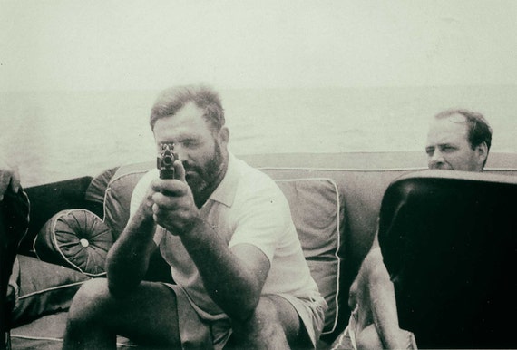 Ernest Hemingway photo print shooting gun vintage photograph | Etsy