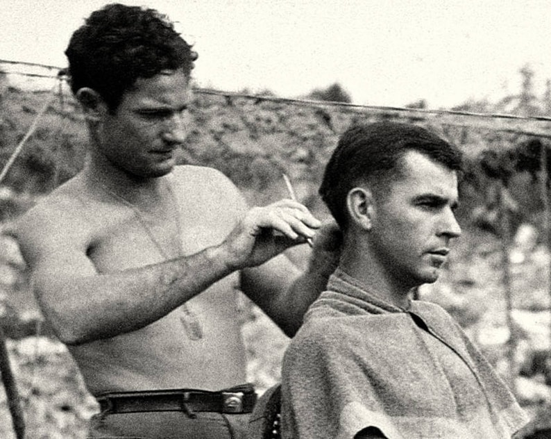 Buy Vintage Photography Print Army Soldier Cutting Hair Salon Decor ...