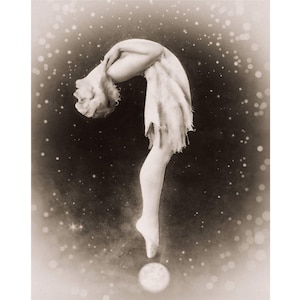 Ziegfeld Follies ballerina gymnast dancer acrobat vintage photo wall art print. Black and white antique ballet poster unique retro decor.