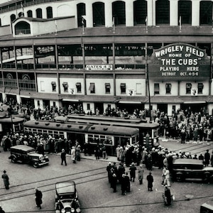 Chicago Field ballpark baseball stadium vintage print poster gift fan sports wall decor 1945 World Series black and white photography  art
