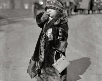 Weird vintage photo print, strange unusual interesting unique odd bizarre creepy little girl dressed up smoking, irreverent humor wall decor