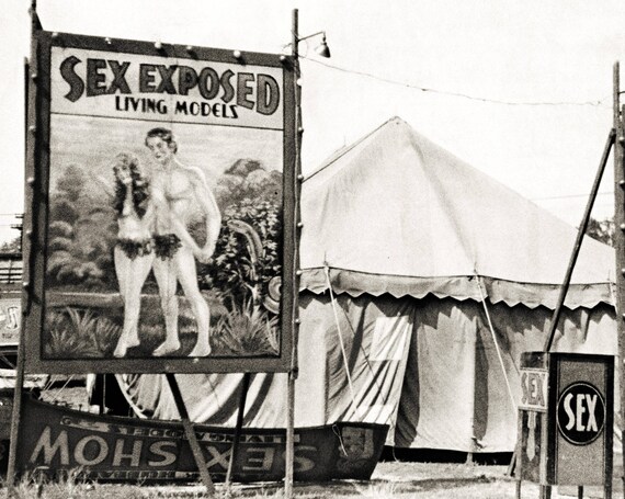 Vintage Photo Live Sex Carnival Peep Show Print Poster Nudes