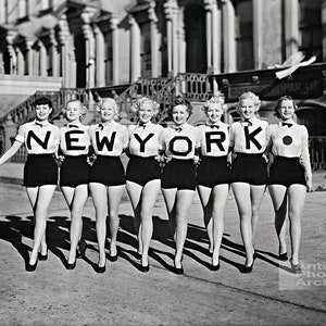 New York wall art vintage photography print NYC black and white poster chorus line dancers Broadway women girls home decor NY gift old