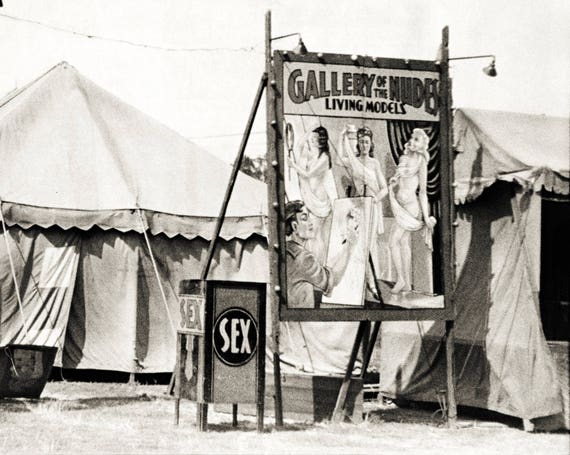 Vintage Photo Live Sex Carnival Peep Show Print Poster Nudes