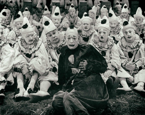 sad clown vintage photo